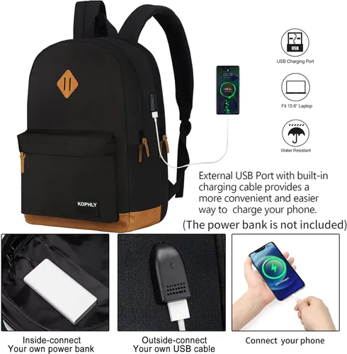 Miniatura 2 de Mochila grande para portátil de mano para viajes, Set negro, Mochilas Daypack