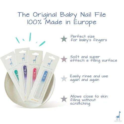 Miniatura 2 de Lima de uñas de bebé de jirafa azul: 100% fabricada en Europa, la lima de uñas original de cristal para bebé, bbg222_stickerless, Azul, 1