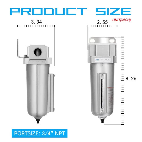 Miniatura 5 de NANPU Filtro de partículas resistente de grado industrial, cuenco de metal, adecuado para pintura en aerosol (3/4 pulgadas NPT, drenaje automático)