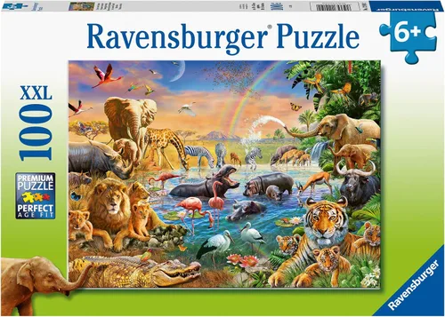 Miniatura 3 de Ravensburger Savannah Jungle Waterhole Puzzle – 100 piezas únicas Juguete educativo apto para niños, mejora la concentración y la creatividad