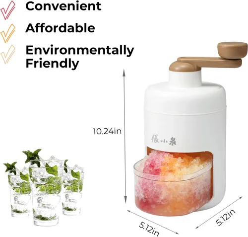 Miniatura 4 de Máquina manual de hielo con manivela, máquina de cono de nieve con bandejas de hielo, sin BPA, ideal para uso doméstico y de campamento Blanco