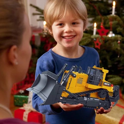 Miniatura 6 de Fisca Bulldozer de Control Remoto RC 1/16 Vehículo de Construcción Completamente Funcional, Cargador Frontal Dozer de 2.4Ghz 11 Canales con Luz