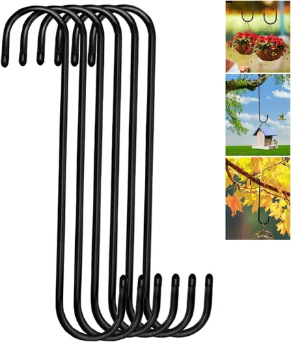 Miniatura 9 de Lchkrep Paquete de 6 ganchos para plantas de 10 pulgadas, color negro, ganchos grandes para plantas, cestas colgantes, flores, pérgola, jardín
