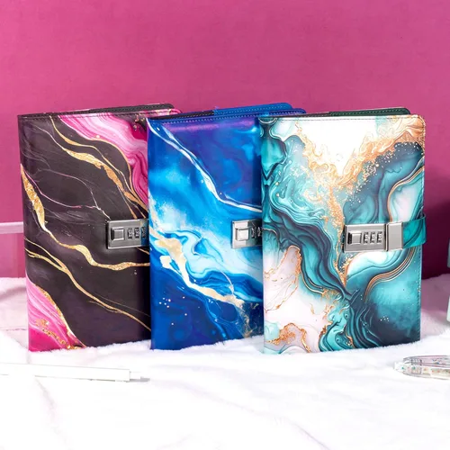 Miniatura 7 de CAGIE Diario con candado para niñas, kit de diario rayado rellenable A5 con contraseña y candado, lindos regalos de Navidad y cumpleaños para niñas