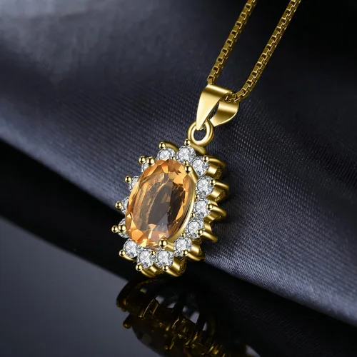 Miniatura 76 de JewelryPalace Princess Diana Kate Middleton Natural Amethyst Citrine Garnet Peridot Topaz Created Ruby Sapphire Simulated Emerald Pendant Necklace