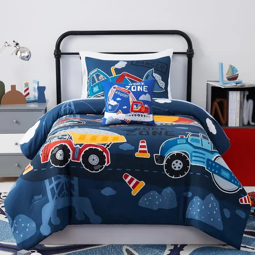 Miniatura 32 de Juego de edredón para niños Kaleido Space tamaño individual para niños, juego de ropa de cama para niños con luz en la oscuridad para jugadores, 1