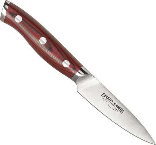Ergo Chef Crimson Series - Cuchillo de pelar de 3.5 pulgadas, acero inoxidable alemán forjado de alto carbono X50CrMoV15 con asas G10