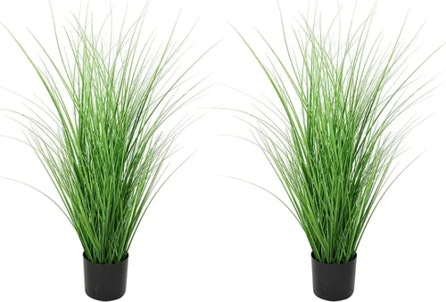 Plantas de césped artificial de PVC con maceta de plástico negro, 47 pulgadas de alto, juego de 2 plantas en maceta para el hogar, oficina, jardín,