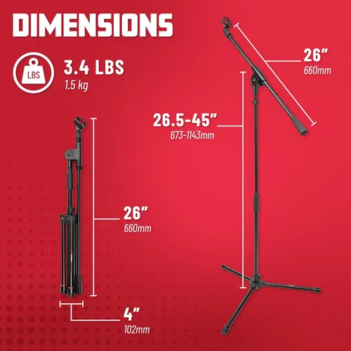 Miniatura 6 de Gator Frameworks Soporte de micrófono trípode ligero con pluma de sección única, (GFW-MIC-1500)