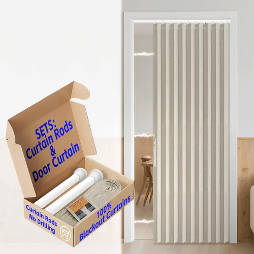 Miniatura 36 de AJAZZ Cortina de puerta magnética 100% opaca de acordeón para armario, cortina invisible para puerta interior de dormitorio, sala de estar, pasillo