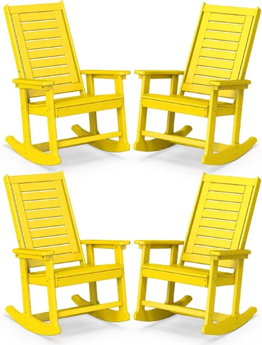 Miniatura 15 de BRIOPAWS Outdoor Rocking Chairs Set of 2 HDPE Plastic Porch Rockers Aqua Oversized Patio Rocker Chair High Back for Big Man Weather