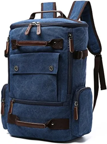 Miniatura 9 de Mochila de lona vintage Mochila de viaje casual Mochila de 15.6 pulgadas para laptop Mochila de senderismo camping