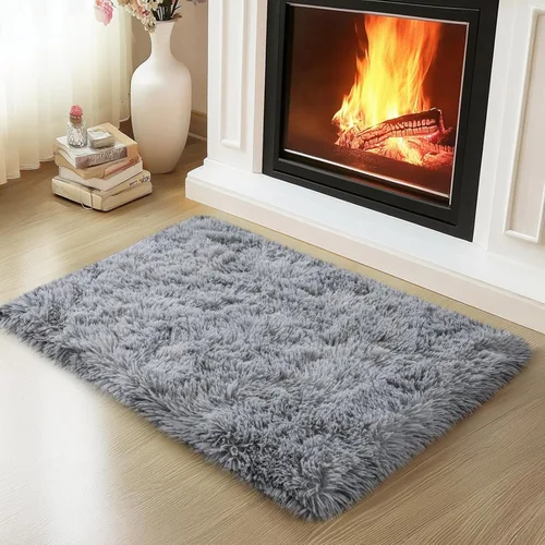 Miniatura 56 de Mugorn - Alfombra de 8 x 10 pies, alfombras grandes, esponjosas, suaves, peludas, antideslizantes, mullidas para interiores, color negro, 8 x 10 pies