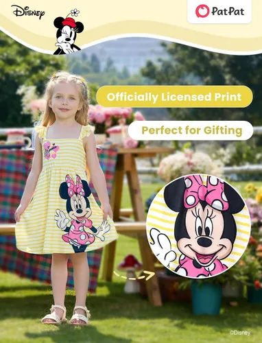 Miniatura 3 de Disney Vestido de princesa Minnie Mouse Frozen Elsa para niñas, con volantes, sin mangas, entrecruzado, ropa de verano para bebé a niño pequeño