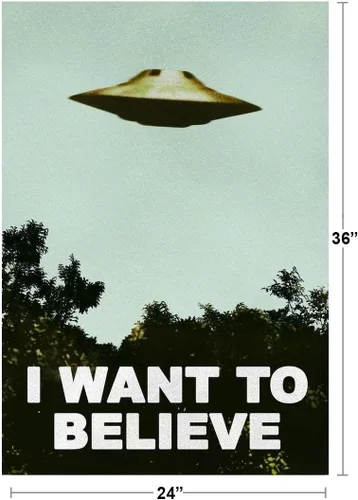 Miniatura 3 de Póster laminado con texto en inglés "I Want to Believe", decoración de habitación de los años 90, OVNI Alien SciFi, Fantasía, Horror, póster