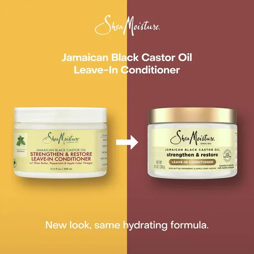 Miniatura 7 de SheaMoisture - Acondicionador sin enjuague, paquete de 3 – Aceite de ricino negro jamaicano para fortalecer y restaurar la fórmula para reparar