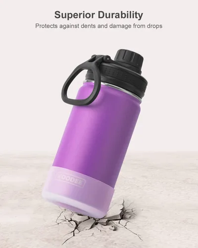 Miniatura 3 de Koodee Paquete de 2 botellas de agua, de 12 onzas, acero inoxidable, con aislamiento al vacío, con tapa de boquilla a prueba de fugas, color verde