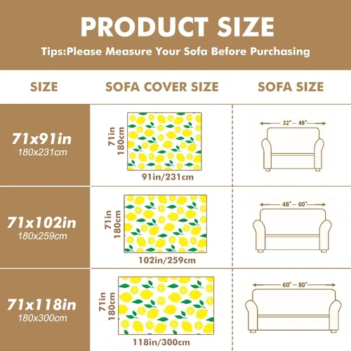 Miniatura 7 de Funda de sofá con estampado de limón, fundas de sofá resistentes a las manchas, protector universal de muebles Multi4