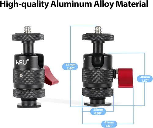 Miniatura 5 de HSU Adaptador de montaje de zapata fría, aluminio de 1/4 "-20 agujero de tornillo de rotación de 360 ° para cámara Insta360