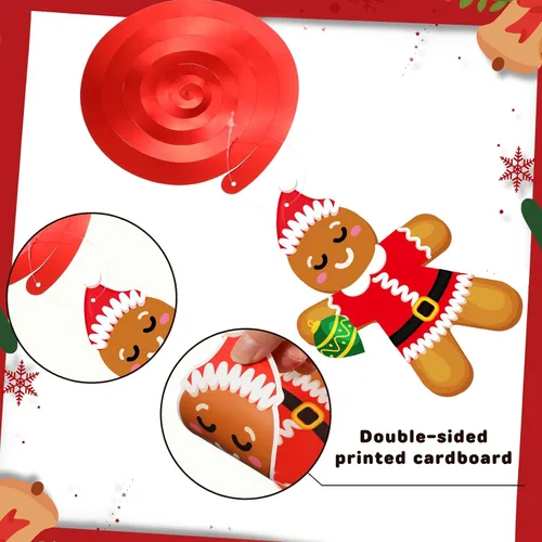 Miniatura 4 de Namalu 54 piezas de remolinos colgantes de hombre de jengibre de Navidad, decoraciones de hombre de jengibre para fiesta, remolinos colgantes