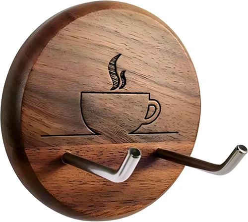 Soporte para portafiltros montado en la pared, estante de pared de nogal, organizador de estación de espresso premium, accesorios para máquina de