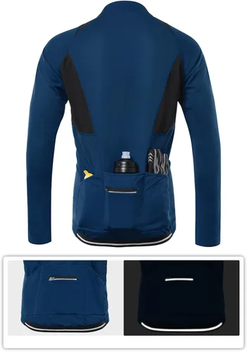 Miniatura 33 de ARSUXEO Camisetas de ciclismo de media cremallera para hombre Camisas de ciclismo de montaña de manga larga 6031