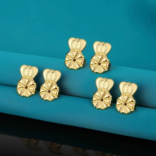 Miniatura 5 de Catinee 6 piezas de aretes para orejas caídas, ajustables, hipoalergénicos, seguros para aretes pesados (dorado)