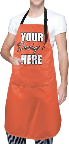 Miniatura 8 de AmaPark Delantal personalizado impermeable con bolsillos personalizados divertidos delantales de chef para cocinero Jaspeado Oscuro