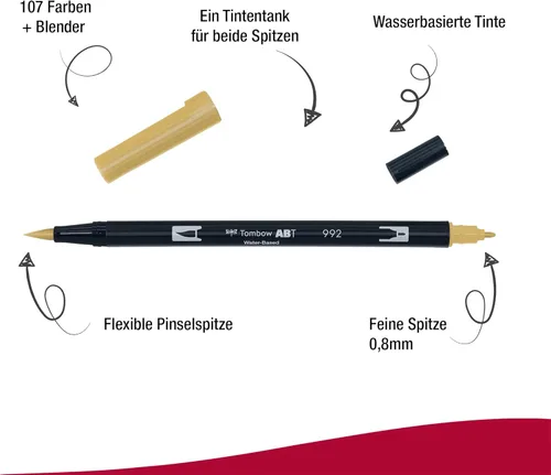 Miniatura 2 de Tombow ABT No. 992 - Bolígrafo doble con punta de pincel (AB-T992)