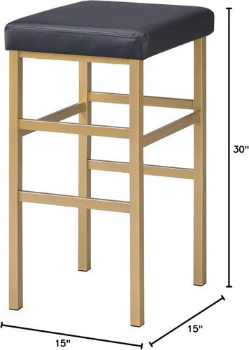 Miniatura 7 de OSP Home Furnishings Taburete sin respaldo con marco dorado, 30 pulgadas, negro