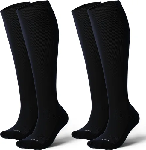 LEVSOX Calcetines de compresión de algodón grueso para mujeres y hombres, 20-30 mmHg, de altura hasta la rodilla, lindos calcetines de soporte para