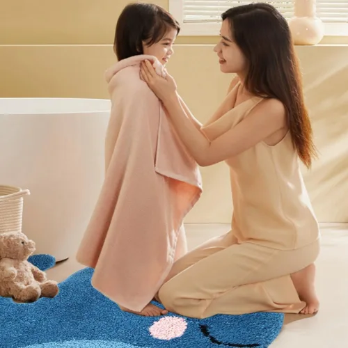 Miniatura 2 de IcosaMro Alfombra de baño azul con diseño de ballena, bonita alfombra antideslizante, lavable, de microfibra, absorbente de agua, alfombra de piso