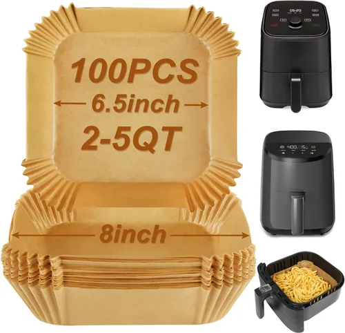 Miniatura 8 de BYKITCHEN Forros pequeños para freidora de aire de 1 a 3 cuartos de galón, hoja de papel pergamino mini freidora de aire de 5.5 pulgadas, compatible