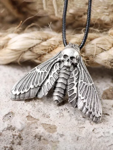 Miniatura 5 de HAQUIL Collar con colgante de calavera de aleación con cabeza de halcón de la muerte con cordón de cuero para mujeres y niñas 198 pulgadas Metal