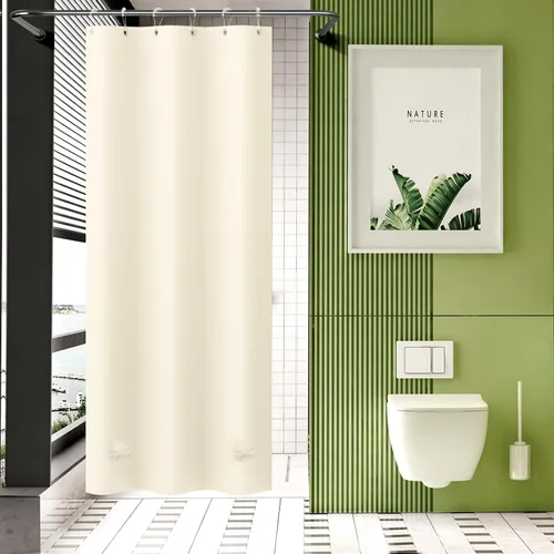 Miniatura 15 de AmazerBath - Cortina de ducha de plástico, 70 x 72 pulgadas, cortina de ducha esmerilada de plástico, impermeable, pesada, gruesa, con 3 piedras