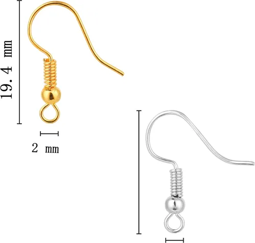 Miniatura 2 de Bylion 400 Piezas Ganchos de Acero Inoxidable para Aretes, Ganchos de Anzuelo Alambres para Orejas Ganchos de Alambre Francés, Estilo Bobina y Bola