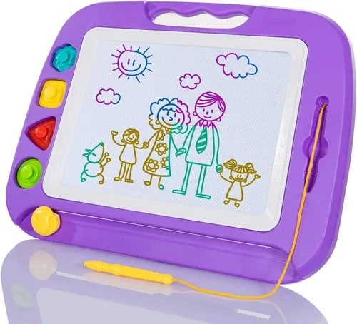 Pizarra colorida borrable magnética para bebés/niños, desarrollo de habilidades, tablero de dibujo, por Tonor Morado