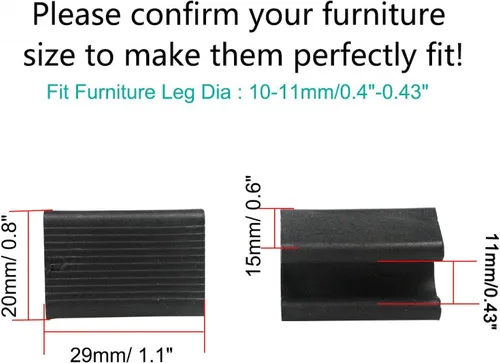Miniatura 2 de uxcell Pies de muebles de plástico en forma de rectángulo antideslizante patas de silla Punta 12pcs Negro