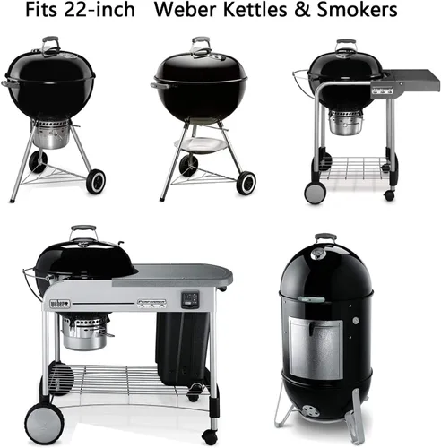 Miniatura 5 de Hongso 8835 Rejillas antiadherentes con revestimiento de porcelana pulida de 21.5 pulgadas para Weber Original Kettle Premium de 22 pulgadas