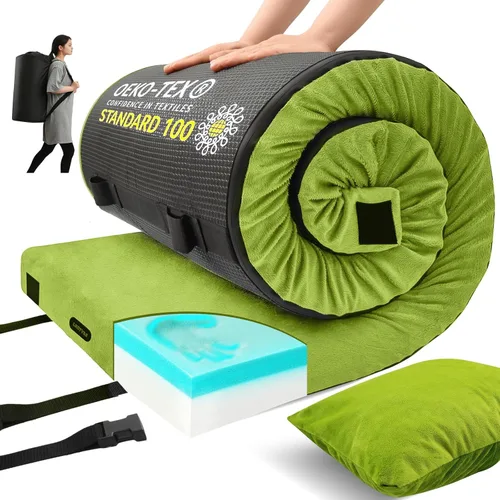 Miniatura 12 de Colchoneta de espuma viscoelástica para camping, colchón de piso grueso y cómodo para adultos con fondo impermeable y antideslizante, colchón