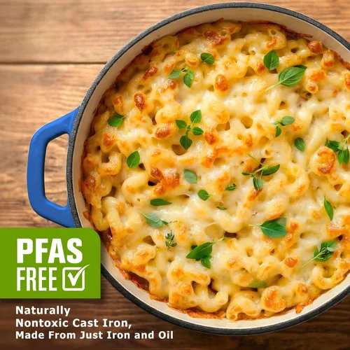 Miniatura 3 de MÜELLERHOME Horno holandés de hierro fundido esmaltado, 6 cuartos de galón, resistente, cazuela con tapa y perilla de acero inoxidable, para todas