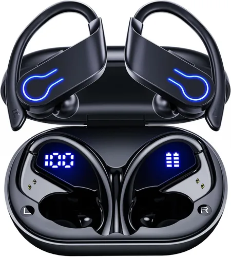 CoolJumper Auriculares inalámbricos Bluetooth 120H de tiempo de reproducción Auriculares Bluetooth 5.3 para deportes, auriculares estéreo Hi-fi con