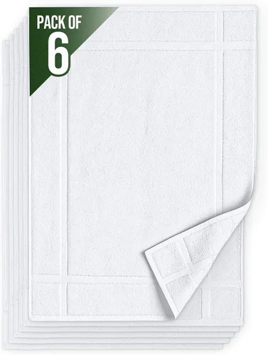 Miniatura 16 de Pearl Linens Paquete de 6 alfombrillas de baño 100% algodón de 20x30 pulgadas, suaves y absorbentes de secado rápido, juego de alfombrillas de baño