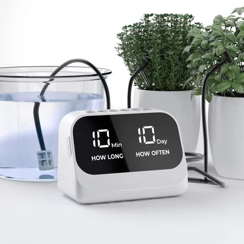 Sistema de riego automático para plantas en maceta, agua de plantas, kit de riego por goteo de bricolaje con temporizador inteligente, pantalla LED