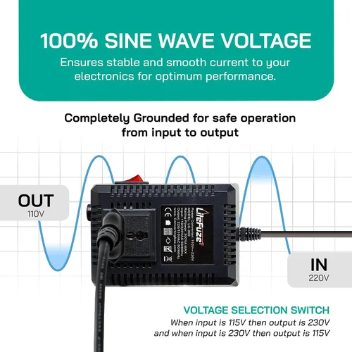 Miniatura 6 de LiteFuze, convertor de voltaje alto/bajo para viaje. cable EU