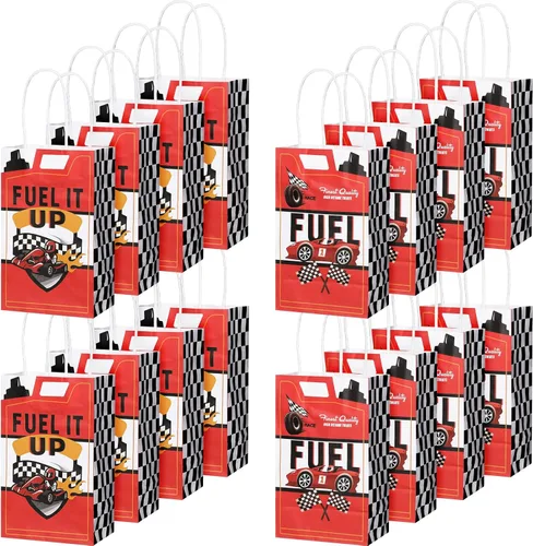 Bolsas de regalo con temática de coches de carreras Pajean, bolsas de papel para golosinas y favores de fiesta, con asas, para suministros de