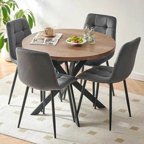 Miniatura 21 de Homedot Juego de mesa de comedor para 2, mesa de cocina de 3 piezas, juego de sillas de comedor redondas y negras para espacios pequeños, juego