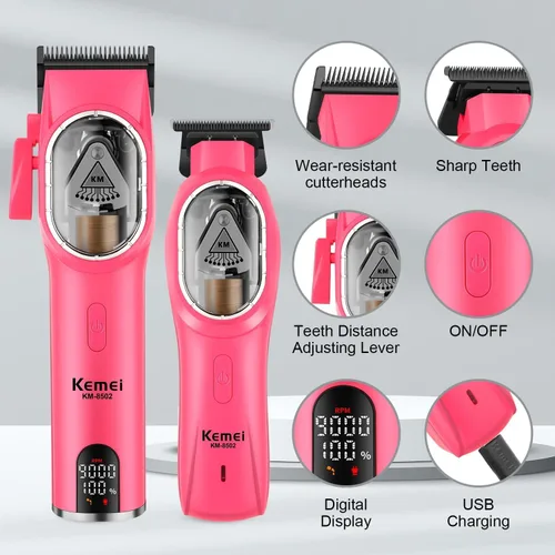 Miniatura 2 de KEMEI KM-8502 - Juego de cortapelos y recortadora de pelo profesional inalámbrica para hombres, kit de corte de pelo eléctrico de peluquería de 9000