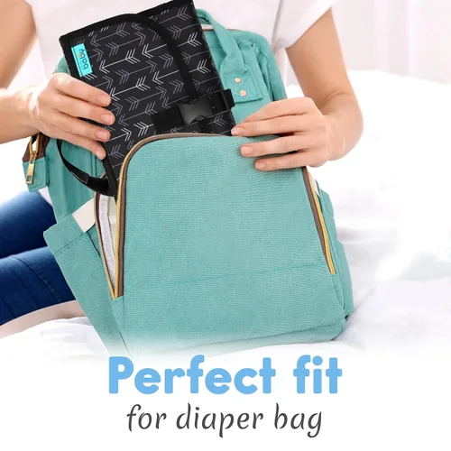 Miniatura 6 de Kopi Baby Cambiador de pañales portátil, bolsa de viaje para cambiador de pañales para bebé con bolsillo para toallitas, cambiador portátil