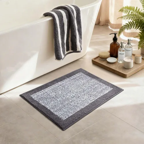Miniatura 4 de Alfombras de baño de 17 x 24 pulgadas, antideslizantes, lavables, color gris, para bañera, tapete de baño para baño, tapete suave y absorbente
